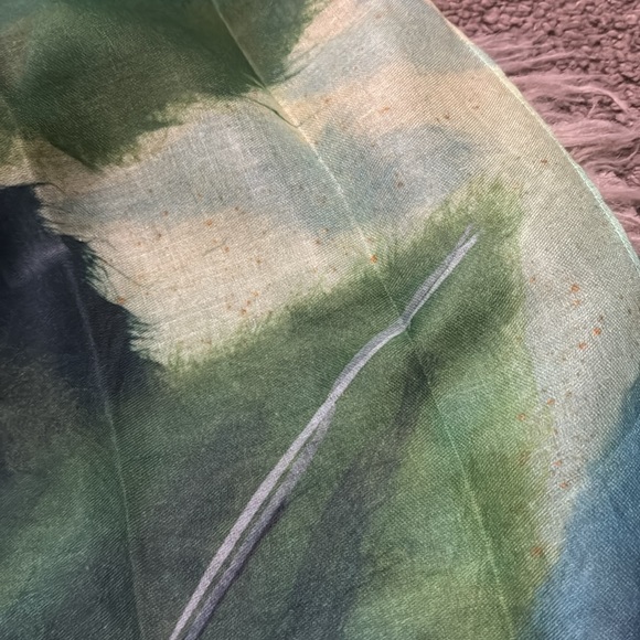 Gorgeous NWT Scarf-Demdaco”ArtLifting”Water Color Vibes Print-Blues/Purple/Green - Picture 12 of 13